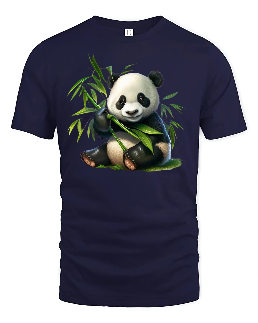 Cute Bamboo Panda T-Shirt for Animal Lovers Gift - 1 Cute Bamboo Panda T-Shirt for Animal Lovers Gift - navy t-shirt on white background