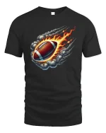 Flaming Football T-Shirt for Sports and Game Lovers - black t-shirt on white background
