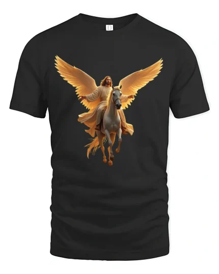 Heavenly Rider Angel T-Shirt for Faith and Hope Lovers - black t-shirt on white background