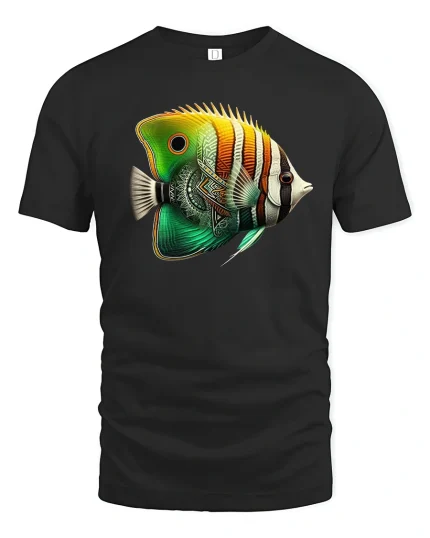 Vibrant Tropical Fish T-Shirt for Ocean Lovers Gift - black t-shirt on white background