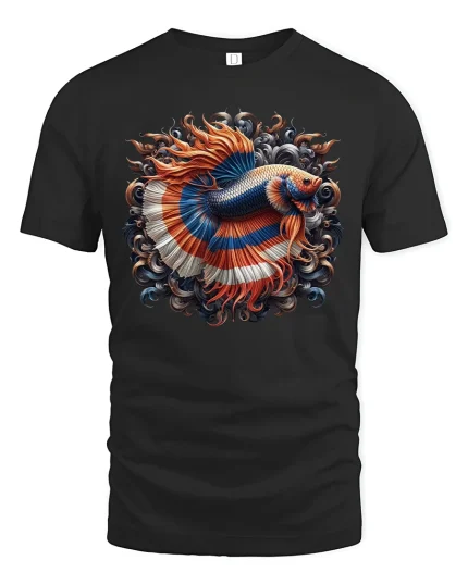 Majestic Betta Fish T-Shirt for Aquarium and Art Lovers - black t-shirt on white background