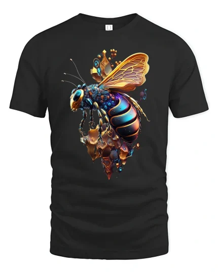 Futuristic Bee T-Shirt for Nature and Art Lovers Gift - black t-shirt on white background