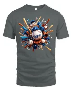 Explosive Baseball T-Shirt for Sports and Game Lovers - gray t-shirt on white background