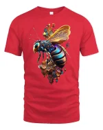 Futuristic Bee T-Shirt for Nature and Art Lovers Gift - red t-shirt on white background