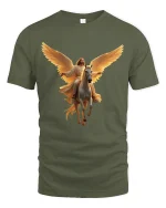 Heavenly Rider Angel T-Shirt for Faith and Hope Lovers - military green t-shirt on white background
