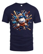 Explosive Baseball T-Shirt for Sports and Game Lovers - navy t-shirt on white background