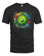 Color Splash Soccer Field and Ball Sports Graphic Tee - black t-shirt on white background