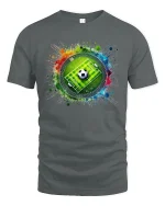 Color Splash Soccer Field and Ball Sports Graphic Tee - gray t-shirt on white background