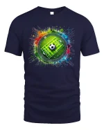 Color Splash Soccer Field and Ball Sports Graphic Tee - navy t-shirt on white background