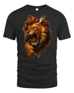 Roaring Lion King Wild Power Animal Graphic Tee - black t-shirt on white background