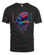 Melting Football Color Splash Art Cool Graphic Tee - black t-shirt on white background