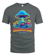 Psychedelic Rock Mushroom Vintage Trippy Graphic Tee - gray t-shirt on white background