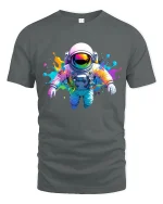 Color Splash Astronaut Space Art Cool Graphic Tee - gray t-shirt on white background