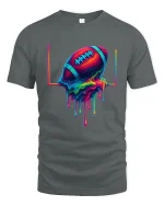 Melting Football Color Splash Art Cool Graphic Tee - gray t-shirt on white background