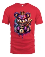Gangster Bear King Money Bag Streetwear Graphic Tee - red t-shirt on white background