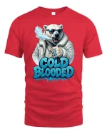 Cold Blooded Polar Bear Funny Cool Graphic Tee - red t-shirt on white background