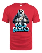 Cold Blooded Polar Bear Cool Attitude Graphic Tee - red t-shirt on white background