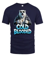Cold Blooded Polar Bear Cool Attitude Graphic Tee - navy t-shirt on white background