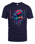 Melting Football Color Splash Art Cool Graphic Tee - navy t-shirt on white background