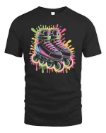 Neon Roller Skates T-Shirt Retro 80s Vibe Streetwear - black t-shirt on white background