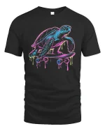 Chill Turtle Skateboard T-Shirt Funny Cool Streetwear - black t-shirt on white background