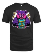 Money Talks Bear T-Shirt Funny Rich Vibes Streetwear - black t-shirt on white background