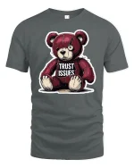 Broken Teddy Trust Issues Graphic T-Shirt for Men - gray t-shirt on white background
