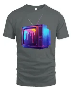 Melting Retro TV T-Shirt Vaporwave Aesthetic Design - gray t-shirt on white background