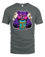Money Talks Bear T-Shirt Funny Rich Vibes Streetwear - gray t-shirt on white background