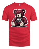 Broken Teddy Trust Issues Graphic T-Shirt for Men - red t-shirt on white background