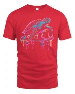 Chill Turtle Skateboard T-Shirt Funny Cool Streetwear - red t-shirt on white background