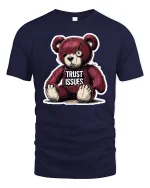 Broken Teddy Trust Issues Graphic T-Shirt for Men - navy t-shirt on white background