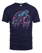 Chill Turtle Skateboard T-Shirt Funny Cool Streetwear - navy t-shirt on white background