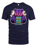 Money Talks Bear T-Shirt Funny Rich Vibes Streetwear - navy t-shirt on white background