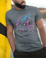 Chill Turtle Skateboard T-Shirt Funny Cool Streetwear - model wearing grey tee, leaning on column