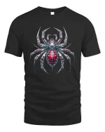 Cyber Spider T-Shirt Futuristic Mech Arachnid Design - black t-shirt on white background