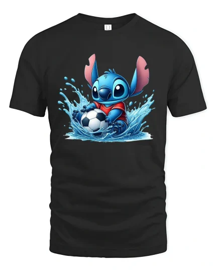 Cute Blue Alien Soccer T-Shirt Funny Sporty Style - black t-shirt on white background