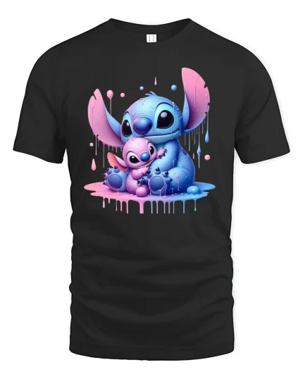 Cute Blue Alien Hug T-Shirt Adorable Family Design - black t-shirt on white background