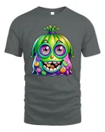 Funny Monster T-Shirt Colorful Goofy Cartoon Style Tee - gray t-shirt on white background