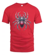Cyber Spider T-Shirt Futuristic Mech Arachnid Design - red t-shirt on white background