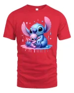 Cute Blue Alien Hug T-Shirt Adorable Family Design - red t-shirt on white background