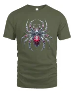 Cyber Spider T-Shirt Futuristic Mech Arachnid Design - military green t-shirt on white background