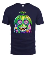 Funny Monster T-Shirt Colorful Goofy Cartoon Style Tee - navy t-shirt on white background