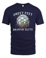 Sweet Feet Drippin’ Elite T-Shirt Funny Soccer Style - navy t-shirt on white background