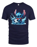 Cute Blue Alien Soccer T-Shirt Funny Sporty Style - navy t-shirt on white background