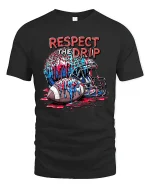 Respect The Drip Football T-Shirt Cool Sports Tee - black t-shirt on white background