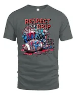 Respect The Drip Football T-Shirt Cool Sports Tee - gray t-shirt on white background
