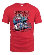 Respect The Drip Football T-Shirt Cool Sports Tee - red t-shirt on white background