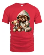 Cute Puppy Hoodie T-Shirt Adorable Dog Lover Tee - red t-shirt on white background