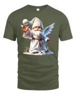 Christmas Angel Gnome T-Shirt Cute Holiday Tee - military green t-shirt on white background